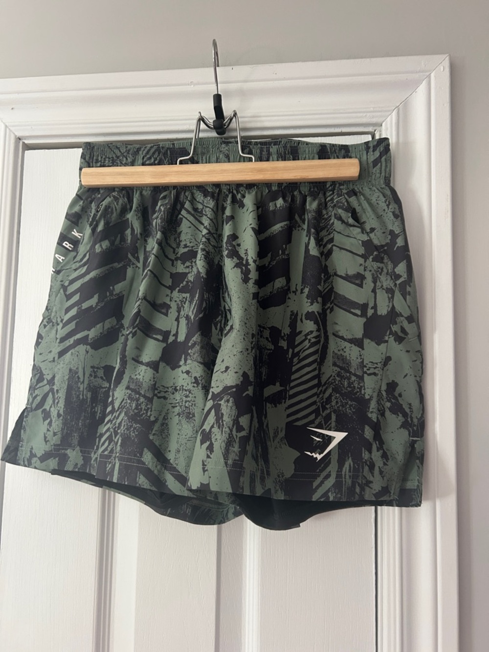Gymshark Olive Green & Black Graphic Training Shorts